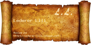 Lederer Lili névjegykártya